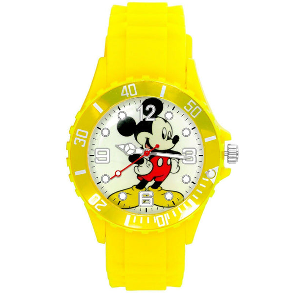 MICKEY MOUSE YELLOW SILICONE BAND FILM MOVIE CARTOON CD DVD TV ROUND WATCH