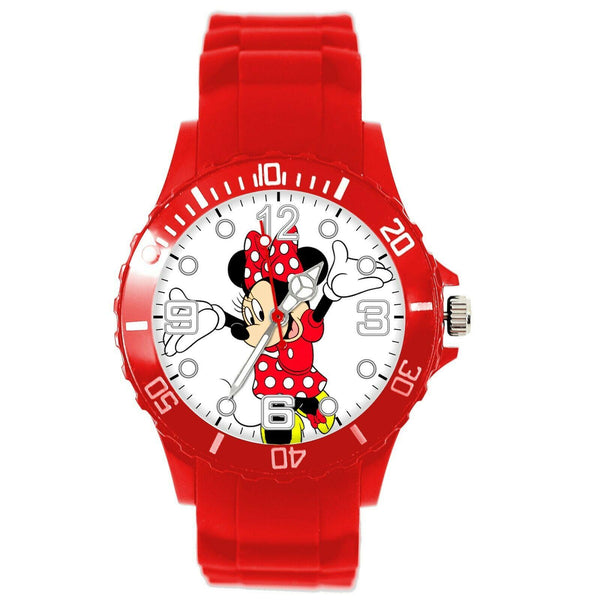 MINNIE MOUSE RED SILICONE FILM MOVIE CARTOON CD DVD TV ROUND WATCH