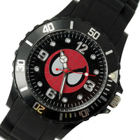 DC SPIDERMAN SUPERHERO Stainless Steel BLACK SILICONE FILM ROUND COMICS WATCH