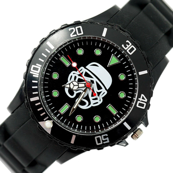 STARWARS STAR CLONE WARS Stainless Steel BLACK SILICONE FILM ROUND SCI FI WATCH