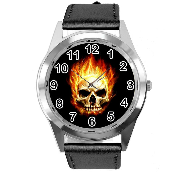 GHOST RIDER SKULL HARLEY HALLOWEEN BLACK LEATHER HARD ROCK FILM METAL CD WATCH