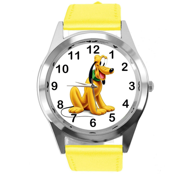 PLUTO DOG FILM CARTOON MICKY MOUSE FRIEND CD DVD TV GAME YELLOW LEATHER WATCH