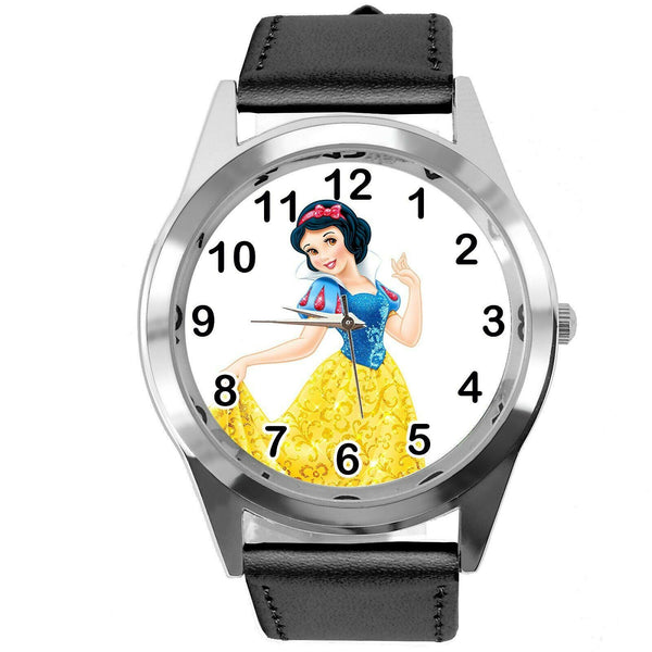 Princess Snow White Disney FILM MOVIE FAIRY TALE CD DVD TV BLACK LEATHER WATCH