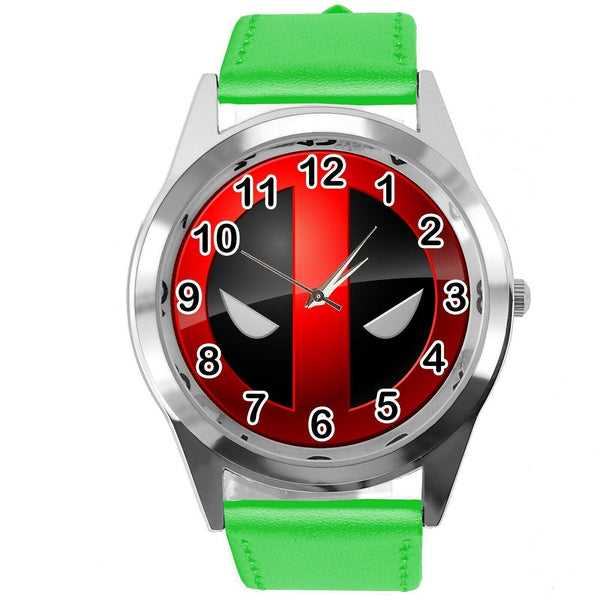 DEADPOOL FILM MOVIE SUPERHERO GREEN LEATHER CD DVD TV Comics XMEN SCIFI Watch