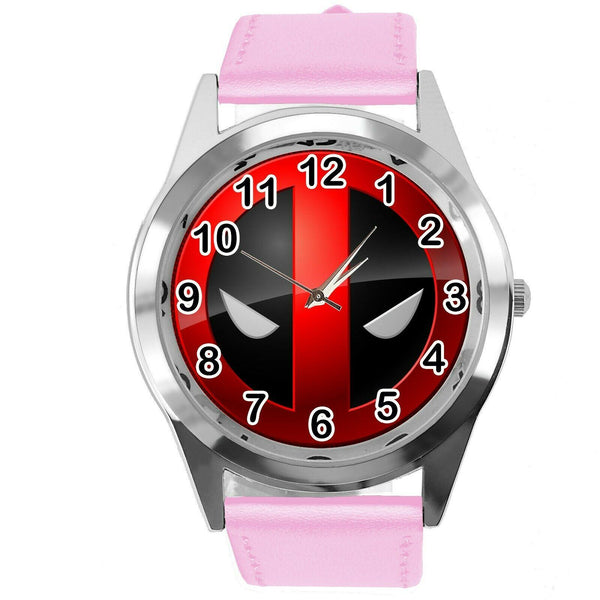 DEADPOOL FILM MOVIE SUPERHERO PINK LEATHER CD DVD TV Comics XMEN SCIFI Watch