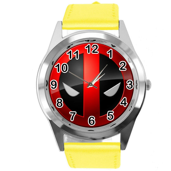 DEADPOOL FILM MOVIE SUPERHERO YELLOW LEATHER CD DVD TV Comics XMEN SCIFI Watch