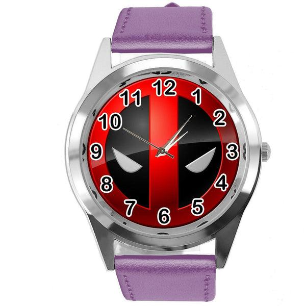 DEADPOOL FILM MOVIE SUPERHERO PURPLE LEATHER CD DVD TV Comics XMEN SCIFI Watch