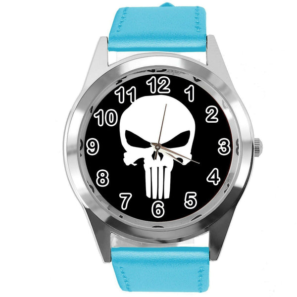 PUNISHER FILM MOVIE SUPERHERO BLUE LEATHER CD DVD TV Comics SKULL SCIFI Watch