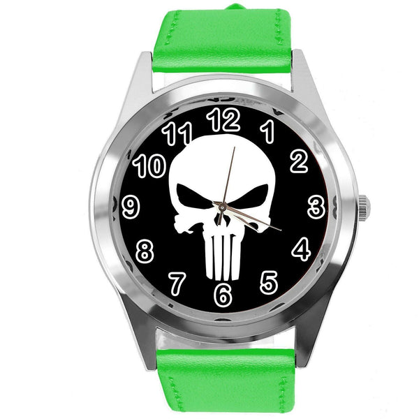 PUNISHER FILM MOVIE SUPERHERO GREEN LEATHER CD DVD TV Comics SKULL SCIFI Watch