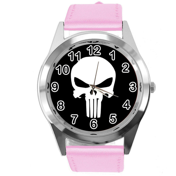 PUNISHER FILM MOVIE SUPERHERO PINK LEATHER CD DVD TV Comics SKULL SCIFI Watch