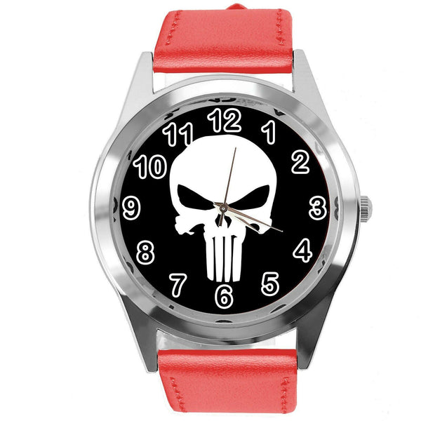 PUNISHER FILM MOVIE SUPERHERO RED LEATHER CD DVD TV Comics SKULL SCIFI Watch