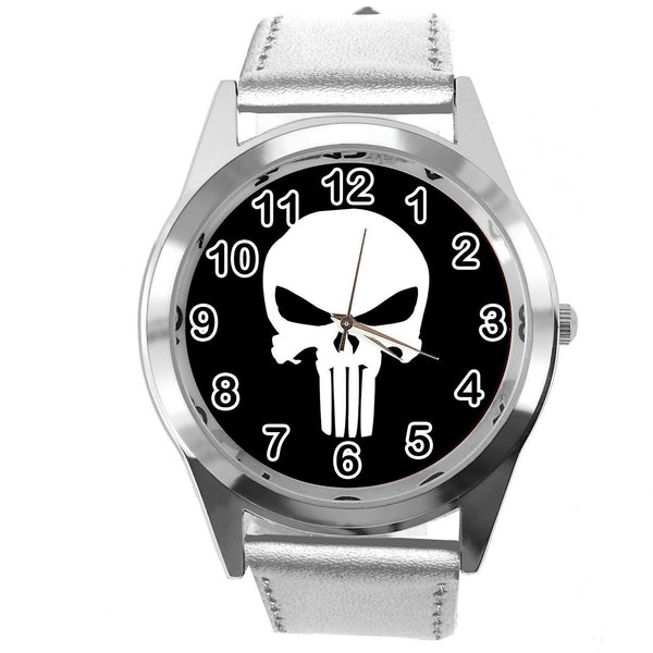 PUNISHER FILM MOVIE SUPERHERO SILVER LEATHER CD DVD TV Comics SKULL SCIFI Watch