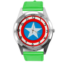 CAPTAIN AMERICA FILM MOVIE SUPERHERO GREEN LEATHER CD DVD TV Comics SCIFI Watch
