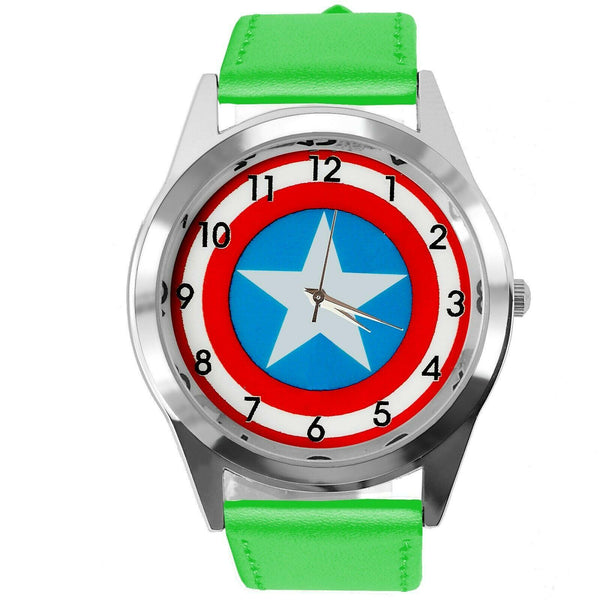 CAPTAIN AMERICA FILM MOVIE SUPERHERO GREEN LEATHER CD DVD TV Comics SCIFI Watch