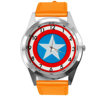 CAPTAIN AMERICA FILM MOVIE SUPERHERO ORANGE LEATHER CD DVD TV Comics SCIFI Watch