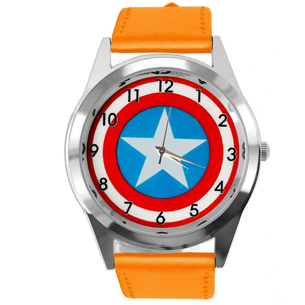 CAPTAIN AMERICA FILM MOVIE SUPERHERO ORANGE LEATHER CD DVD TV Comics SCIFI Watch
