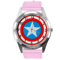 CAPTAIN AMERICA FILM MOVIE SUPERHERO PINK LEATHER CD DVD TV Comics SCIFI Watch