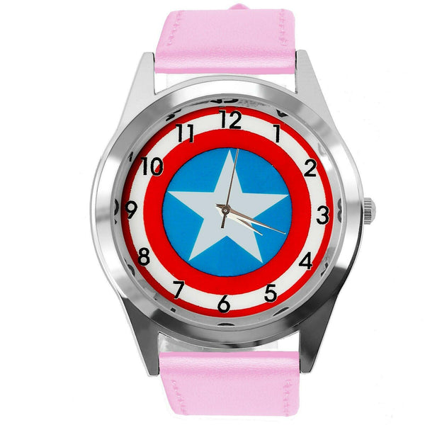 CAPTAIN AMERICA FILM MOVIE SUPERHERO PINK LEATHER CD DVD TV Comics SCIFI Watch
