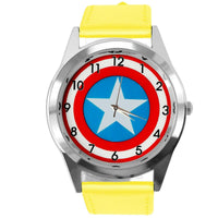 CAPTAIN AMERICA FILM MOVIE SUPERHERO YELLOW LEATHER CD DVD TV Comics SCIFI Watch