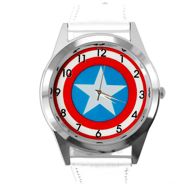 CAPTAIN AMERICA FILM MOVIE SUPERHERO WHITE LEATHER CD DVD TV Comics SCIFI Watch