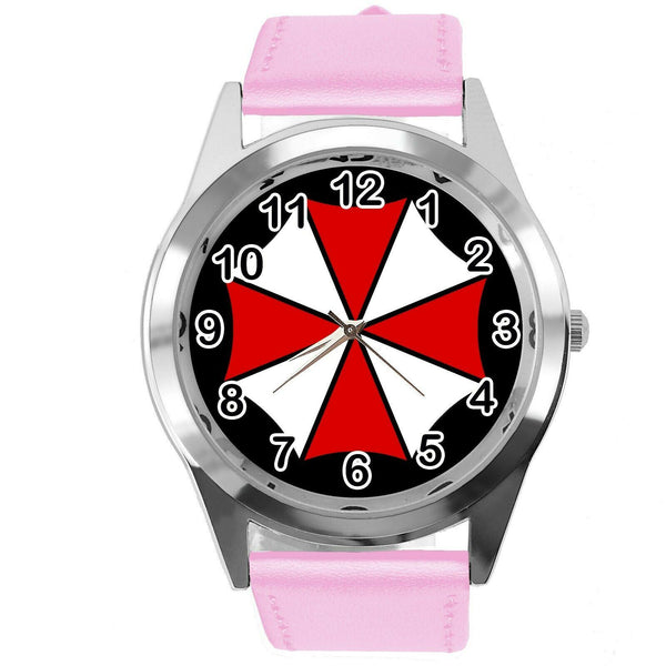 RESIDENT EVIL UMBRELLA CORP FILM MOVIE VIDEO GAME PINK LEATHER CD DVD WATCH