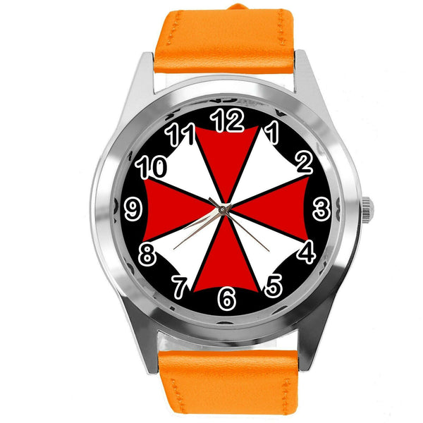 RESIDENT EVIL UMBRELLA CORP FILM MOVIE VIDEO GAME ORANGE LEATHER CD DVD WATCH