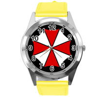 RESIDENT EVIL UMBRELLA CORP FILM MOVIE VIDEO GAME YELLOW LEATHER CD DVD WATCH