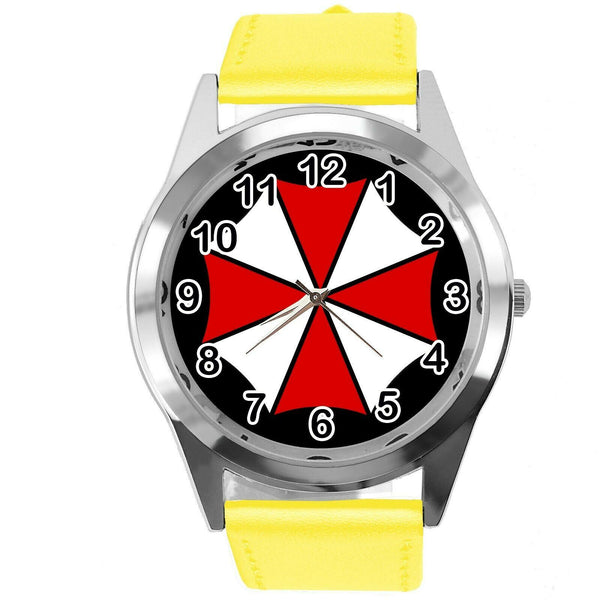 RESIDENT EVIL UMBRELLA CORP FILM MOVIE VIDEO GAME YELLOW LEATHER CD DVD WATCH