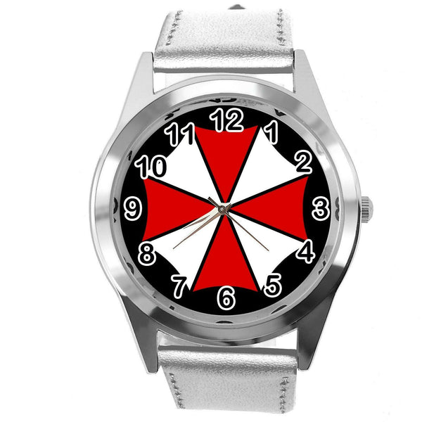 RESIDENT EVIL UMBRELLA CORP FILM MOVIE VIDEO GAME SILVER LEATHER CD DVD WATCH