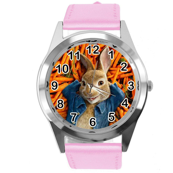PINK LEATHER FILM MOVIE CARTOON CD DVD TV STEEL WATCH FOR PETER RABBIT FANS