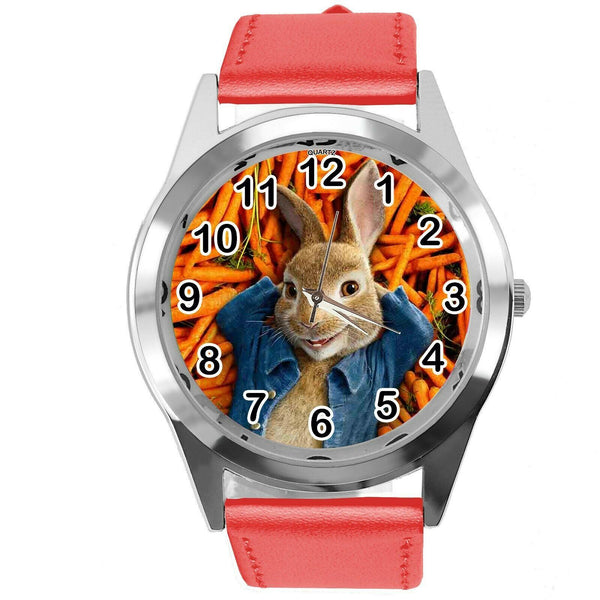 RED LEATHER FILM MOVIE CARTOON CD DVD TV STEEL WATCH FOR PETER RABBIT FANS