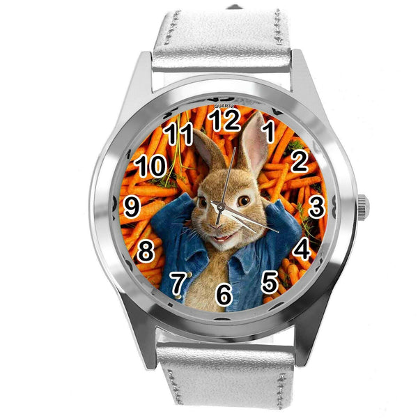SILVER LEATHER FILM MOVIE CARTOON CD DVD TV STEEL WATCH FOR PETER RABBIT FANS