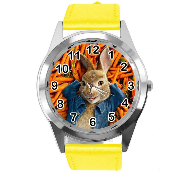 YELLOW LEATHER FILM MOVIE CARTOON CD DVD TV STEEL WATCH FOR PETER RABBIT FANS