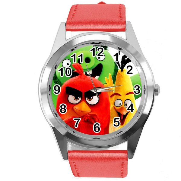RED LEATHER FILM MOVIE CARTOON CD DVD TV STEEL WATCH FOR ANGRY BIRDS FANS E1