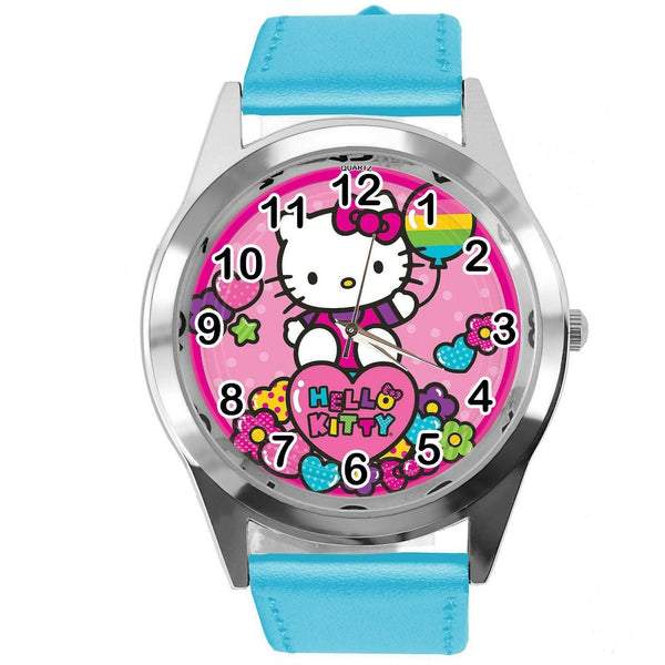 BLUE LEATHER FILM MOVIE CARTOON CD DVD TV STEEL WATCH FOR HELLO KITTY FANS
