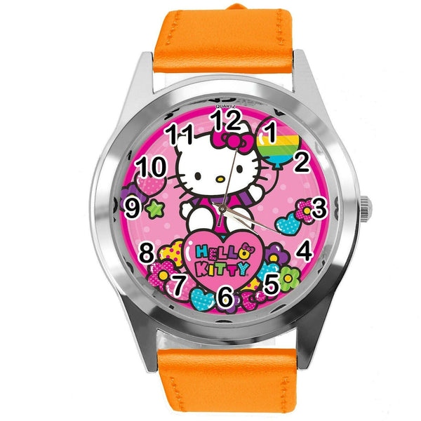 ORANGE LEATHER FILM MOVIE CARTOON CD DVD TV STEEL WATCH FOR HELLO KITTY FANS
