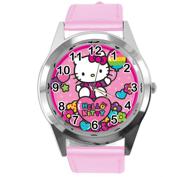 PINK LEATHER FILM MOVIE CARTOON CD DVD TV STEEL WATCH FOR HELLO KITTY FANS