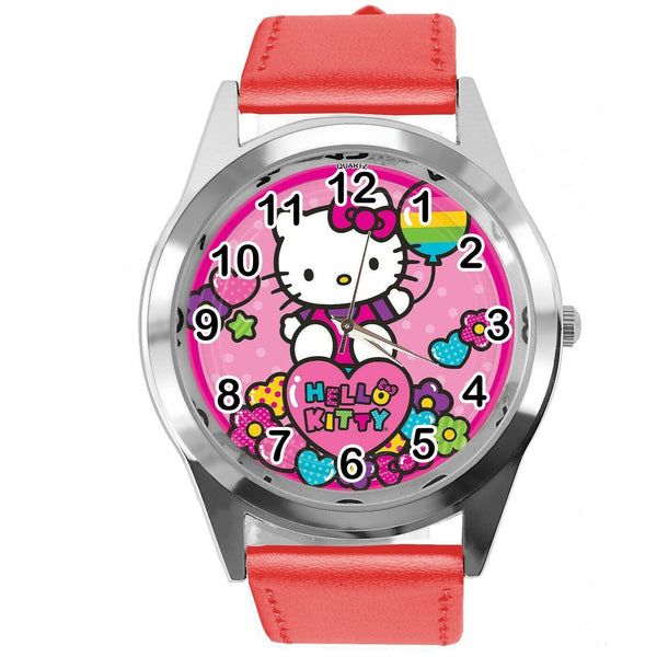 RED LEATHER FILM MOVIE CARTOON CD DVD TV STEEL WATCH FOR HELLO KITTY FANS