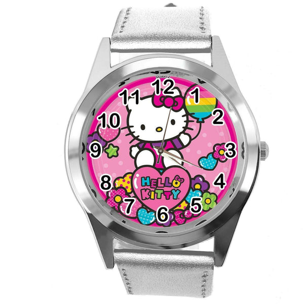 SILVER LEATHER FILM MOVIE CARTOON CD DVD TV STEEL WATCH FOR HELLO KITTY FANS