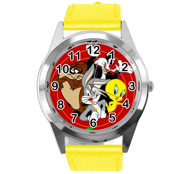 YELLOW LEATHER FILM MOVIE CARTOON CD DVD TV STEEL WATCH FOR LOONEY TUNES FANS