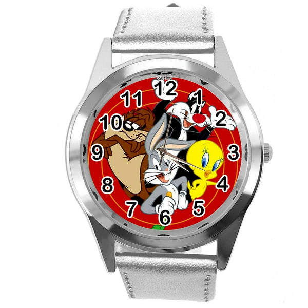 SILVER LEATHER FILM MOVIE CARTOON CD DVD TV STEEL WATCH FOR LOONEY TUNES FANS