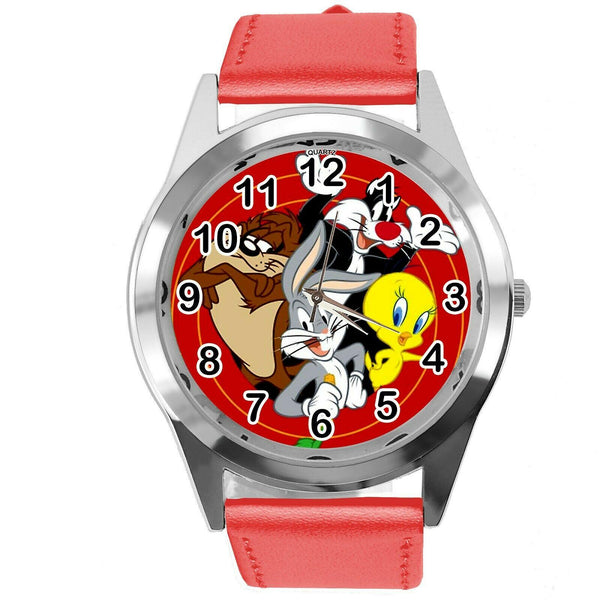 RED LEATHER FILM MOVIE CARTOON CD DVD TV STEEL WATCH FOR LOONEY TUNES FANS