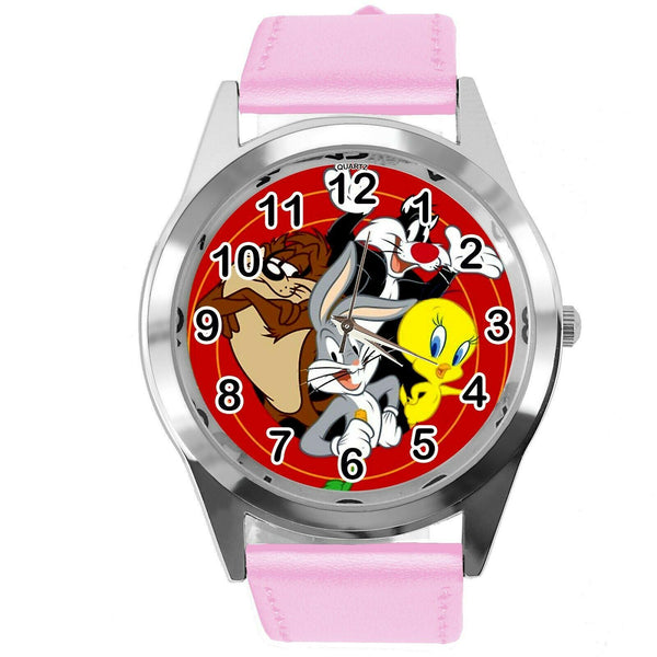 PINK LEATHER FILM MOVIE CARTOON CD DVD TV STEEL WATCH FOR LOONEY TUNES FANS