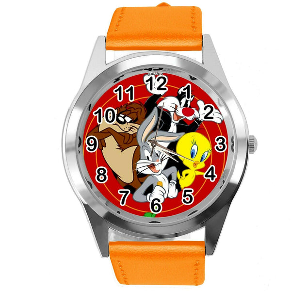 ORANGE LEATHER FILM MOVIE CARTOON CD DVD TV STEEL WATCH FOR LOONEY TUNES FANS