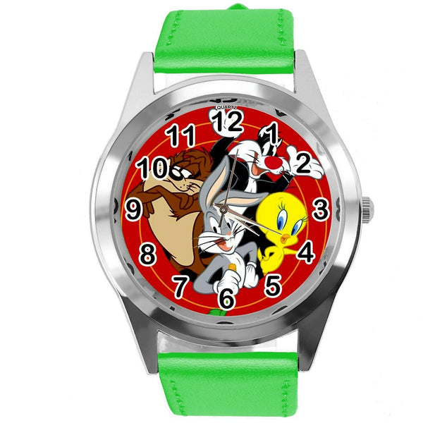 GREEN LEATHER FILM MOVIE CARTOON CD DVD TV STEEL WATCH FOR LOONEY TUNES FANS