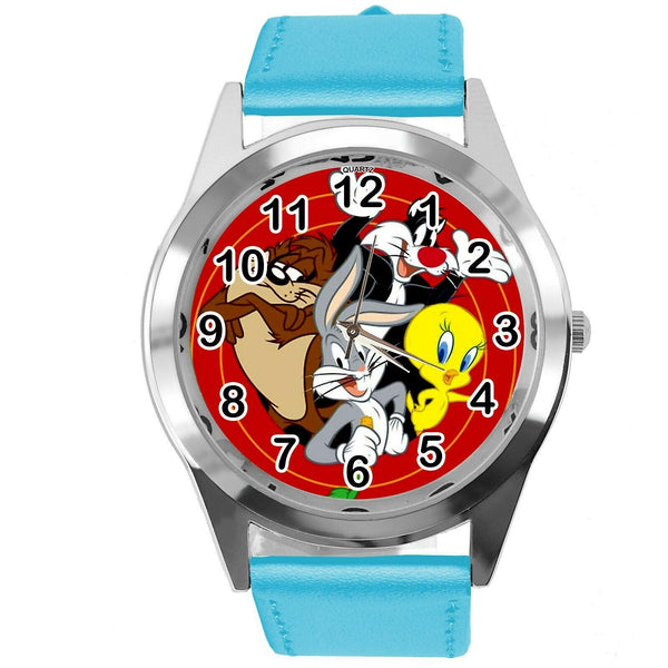 BLUE LEATHER FILM MOVIE CARTOON CD DVD TV STEEL WATCH FOR LOONEY TUNES FANS