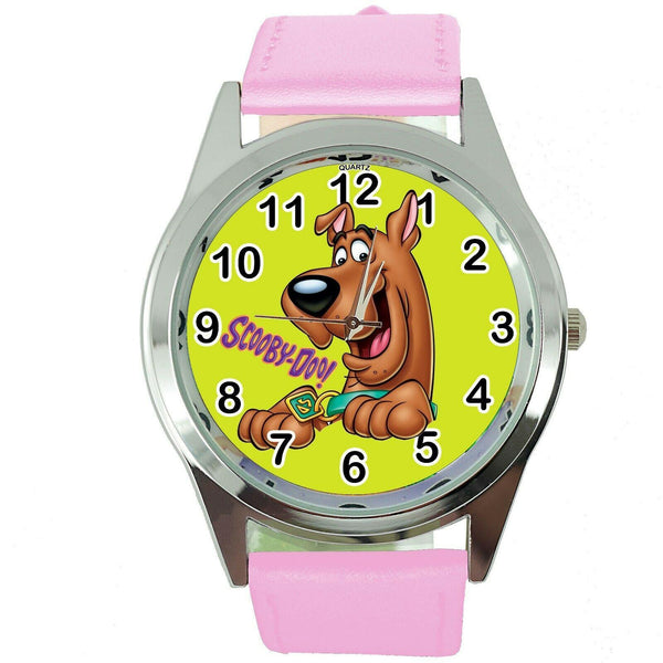 SCOOBY DOO SHAGGY CARTOON FILM MOVIE DVD VIDEO GAME PINK LEATHER STEEL WATCH E2