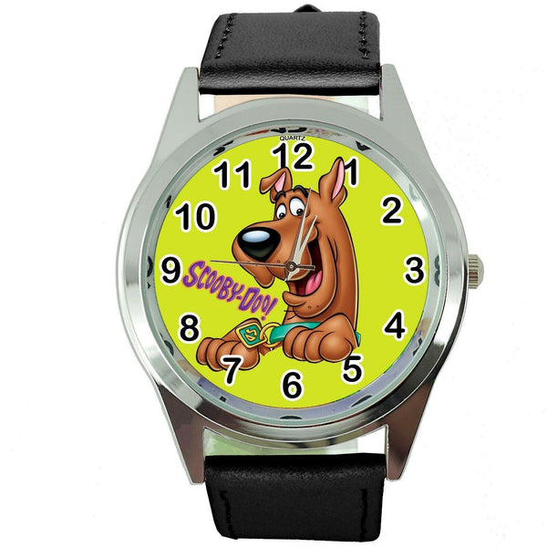 SCOOBY DOO SHAGGY CARTOON FILM MOVIE DVD VIDEO GAME BLACK LEATHER STEEL WATCH E2