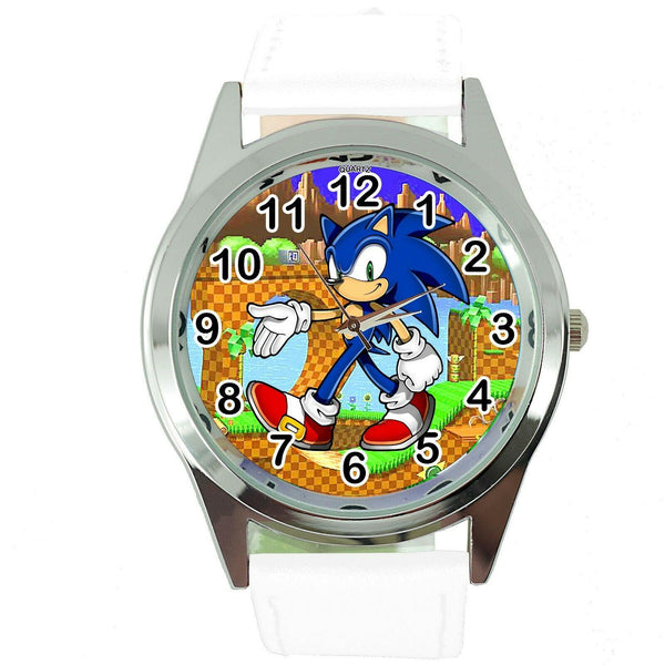 SONIC THE HEDGEHOG CARTOON FILM MOVIE DVD VIDEO GAME WHITE LEATHER STEEL WATCH