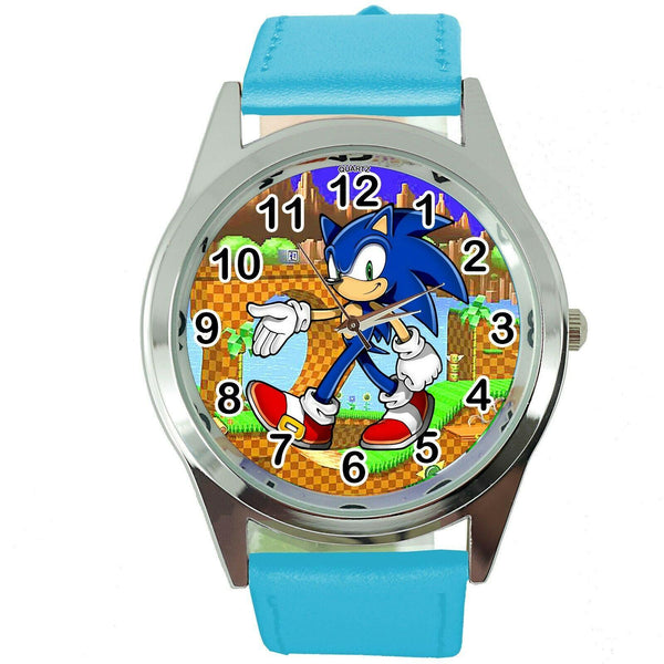 SONIC THE HEDGEHOG CARTOON FILM MOVIE DVD VIDEO GAME BLUE LEATHER STEEL WATCH
